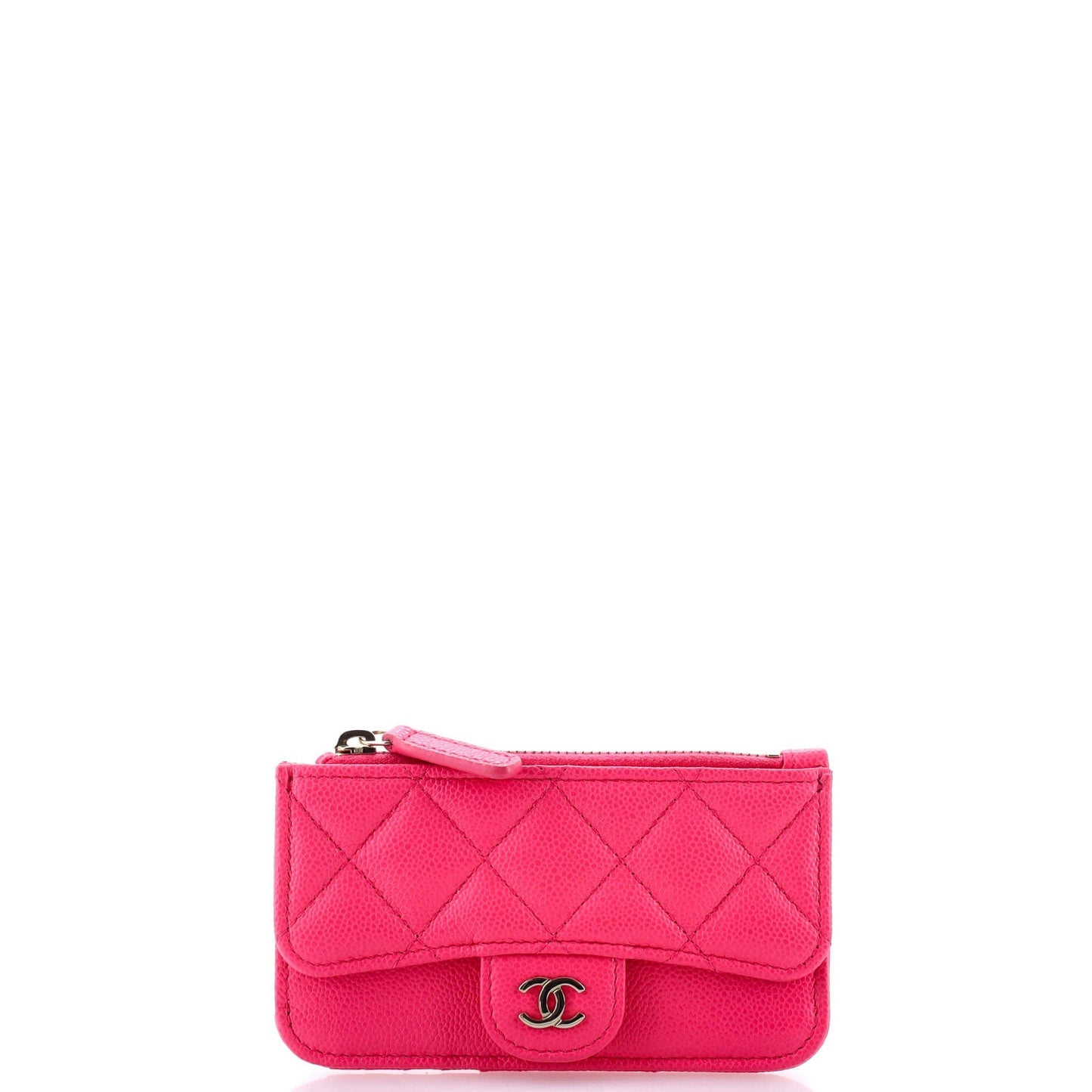 Flap Zip Card Holder Quilted Caviar