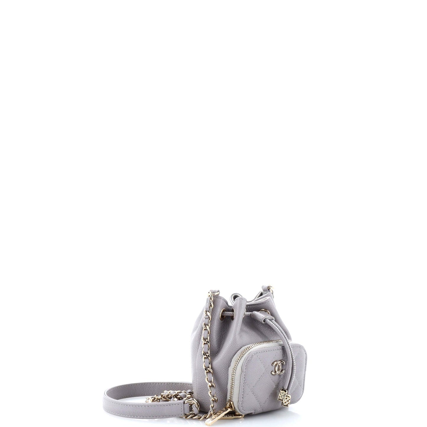 Business Affinity Drawstring Bucket Bag Quilted Caviar Mini