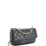 CC Enamel Compartment Chain Shoulder Bag Quilted Lambskin Small