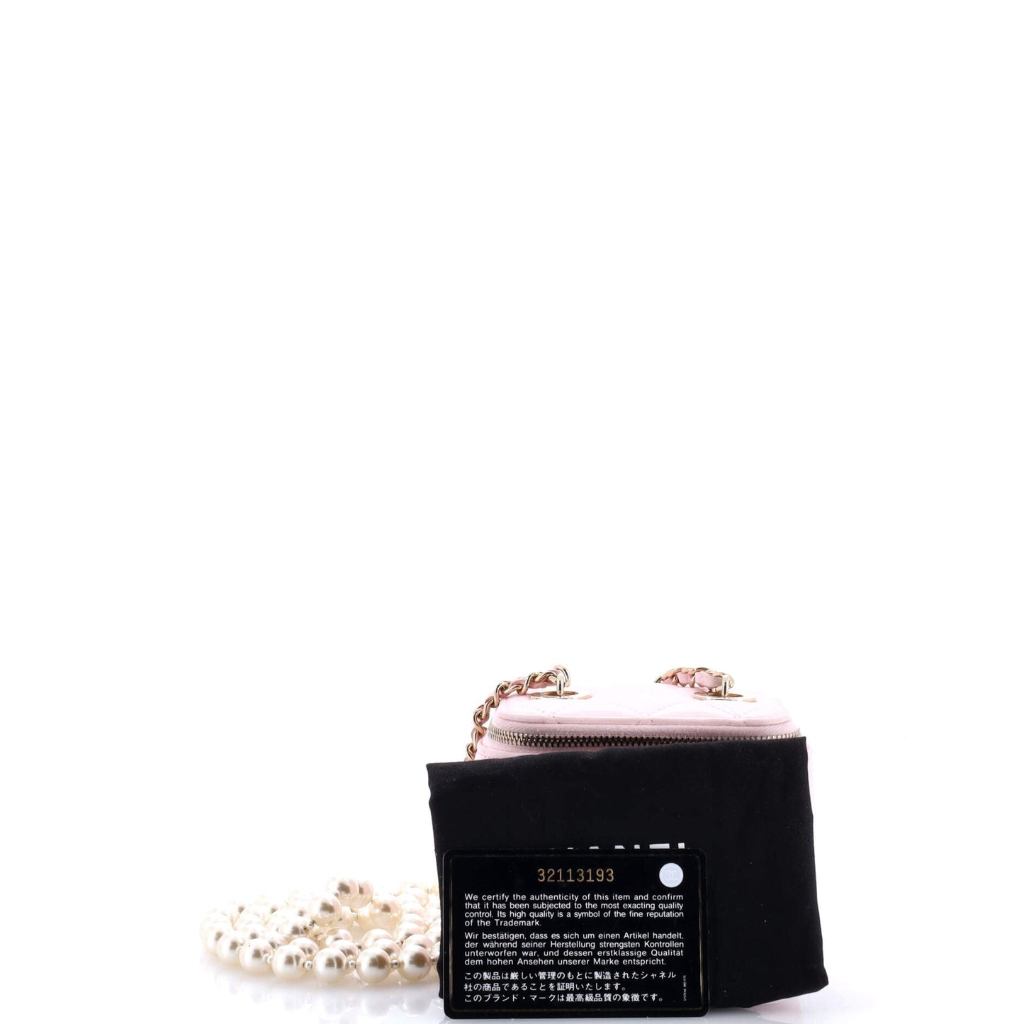 Vanity Case with Pearl Chain Quilted Lambskin Mini