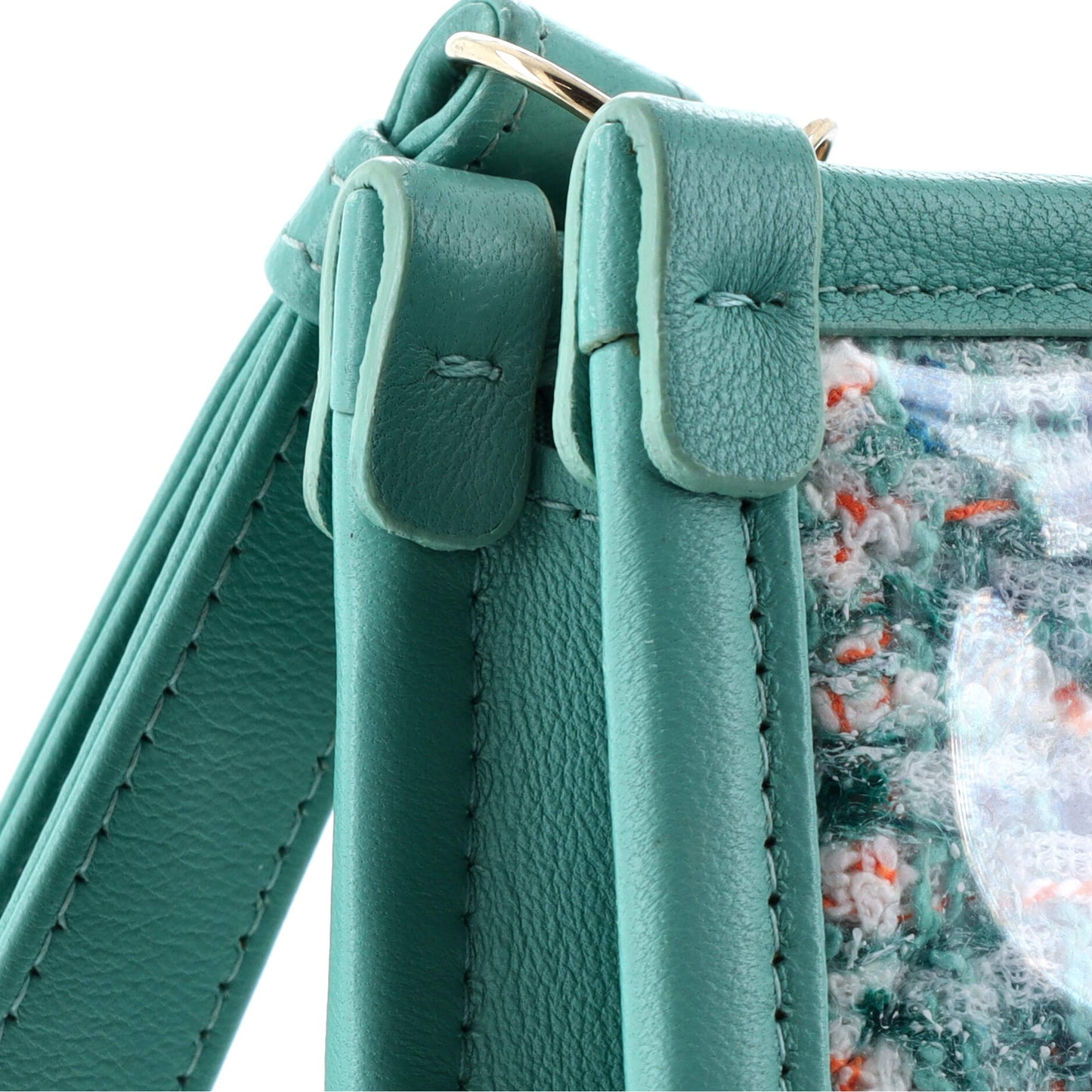 Logo Wristlet Clutch PVC Over Quilted Tweed Large
