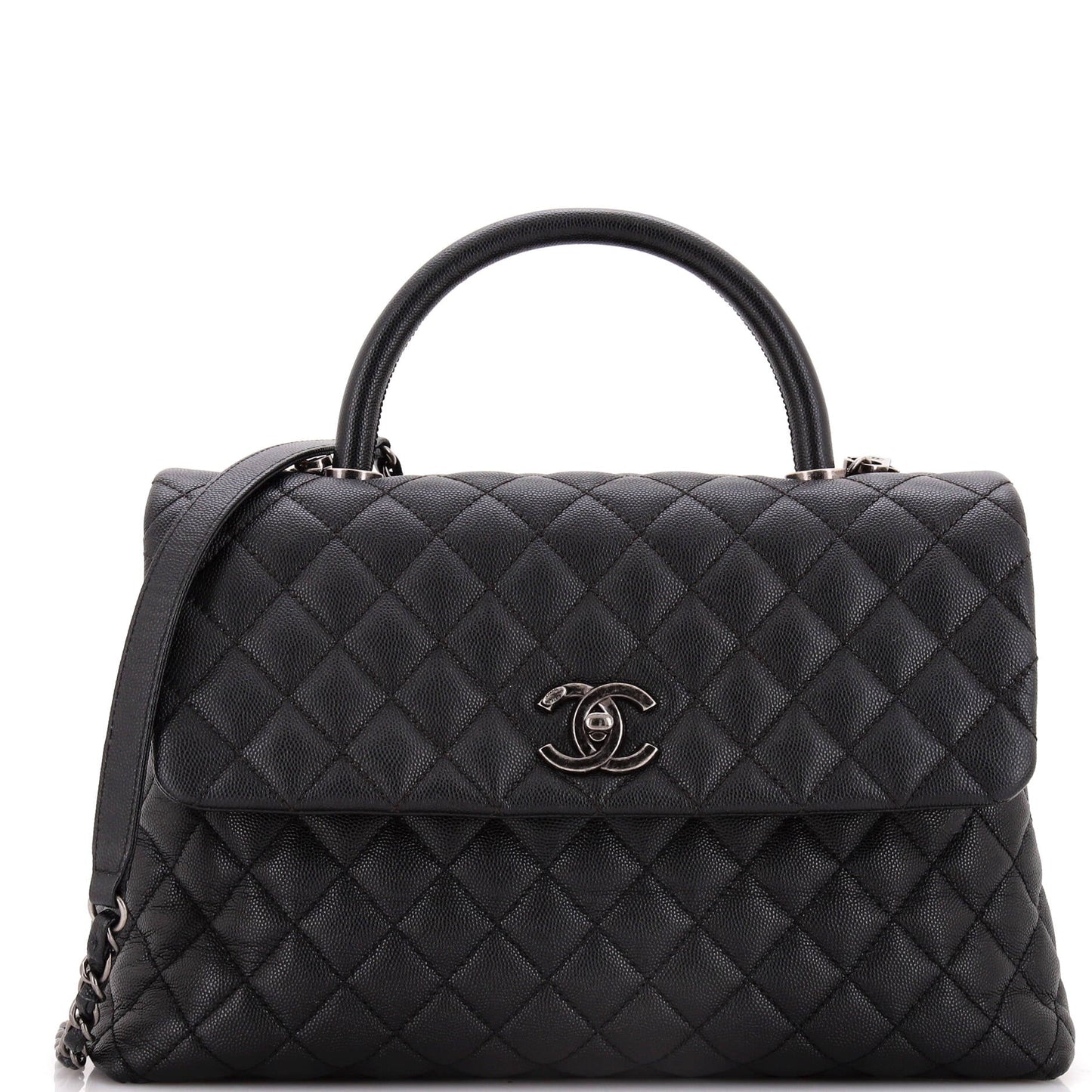 Coco Top Handle Bag Quilted Caviar Medium