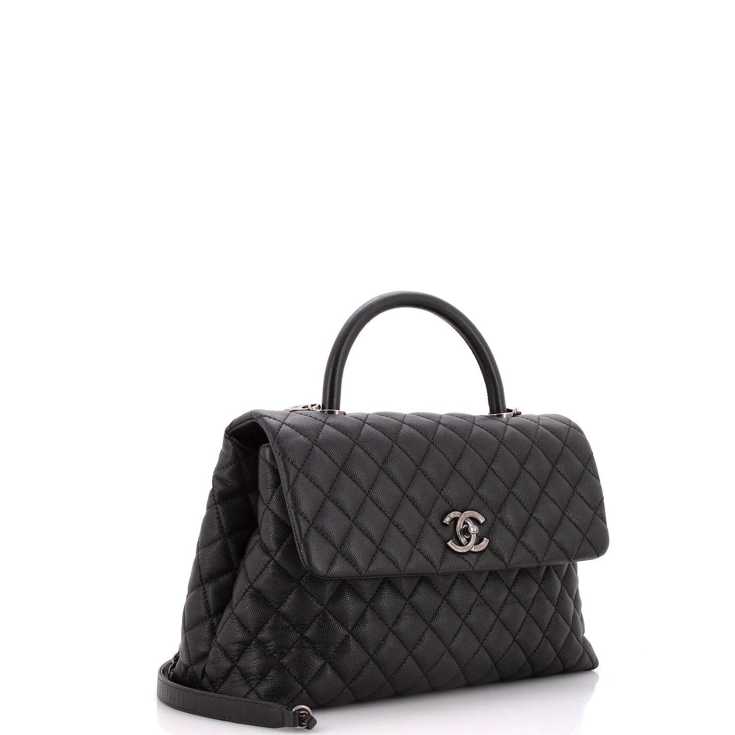 Coco Top Handle Bag Quilted Caviar Medium