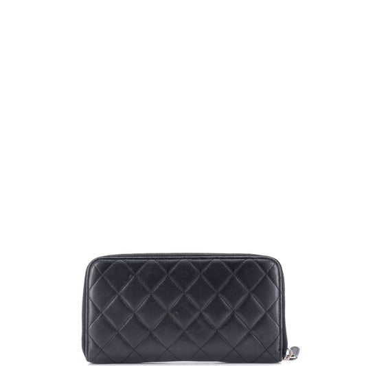 Zip Around Wallet Quilted Lambskin Long