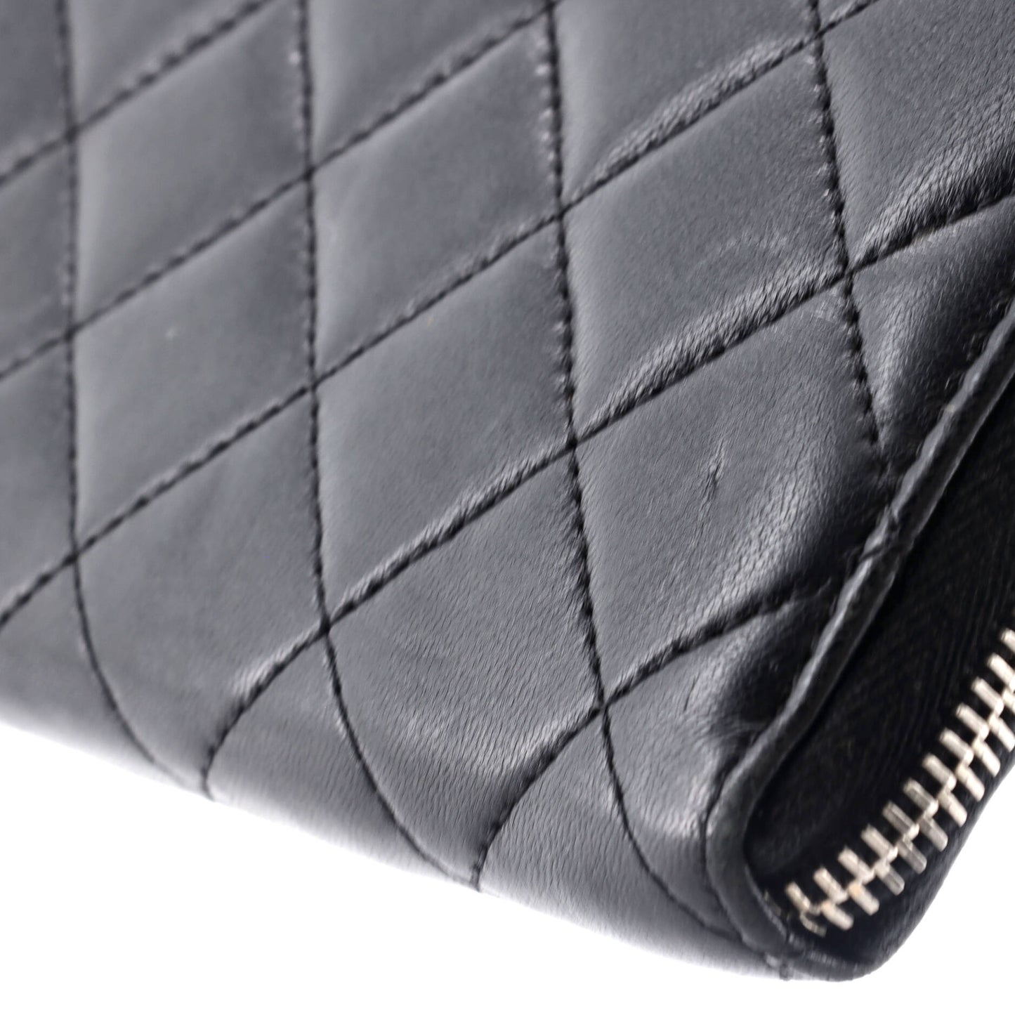 Zip Around Wallet Quilted Lambskin Long