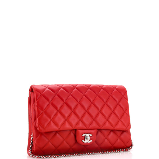 Clutch with Chain Quilted Lambskin