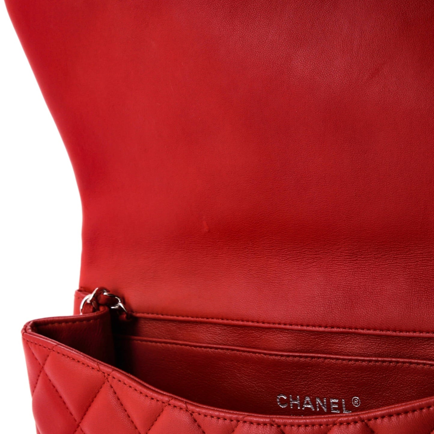 Clutch with Chain Quilted Lambskin