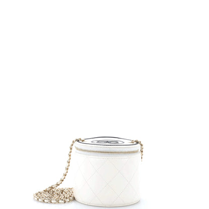 CC Round Vanity Case with Chain Quilted Lambskin Mini