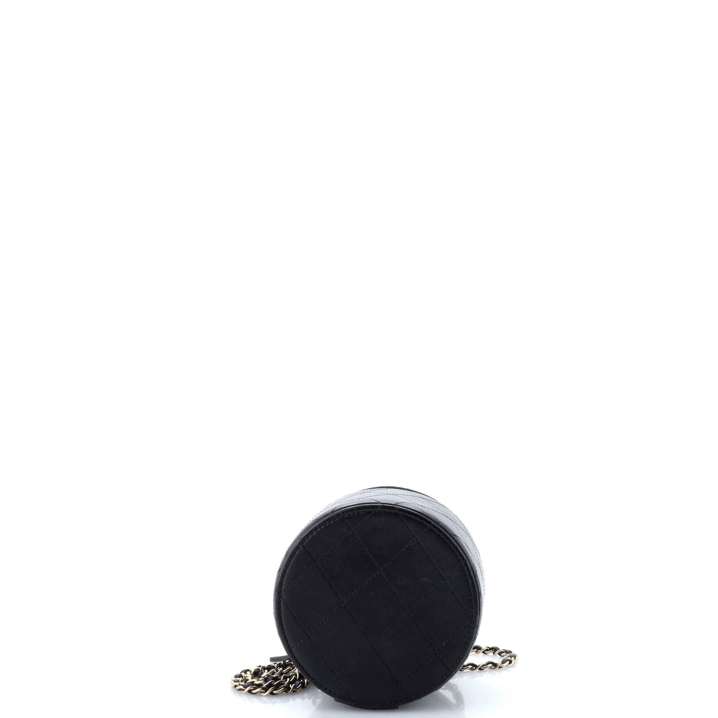 CC Round Vanity Case with Chain Quilted Lambskin Mini