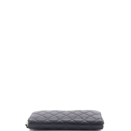 Zip Around Wallet Quilted Caviar Long