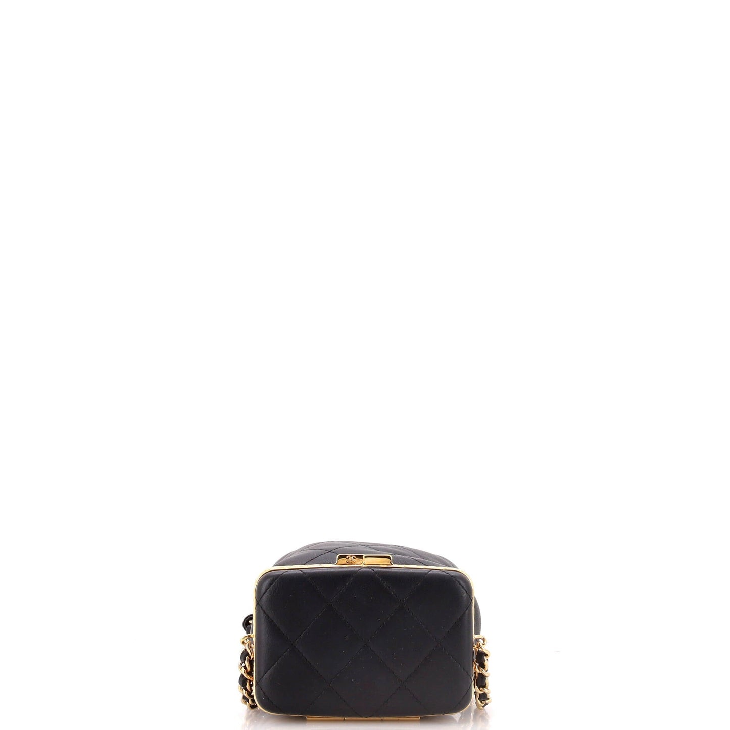Lock Frame Bucket Bag with Chain Quilted Lambskin Small