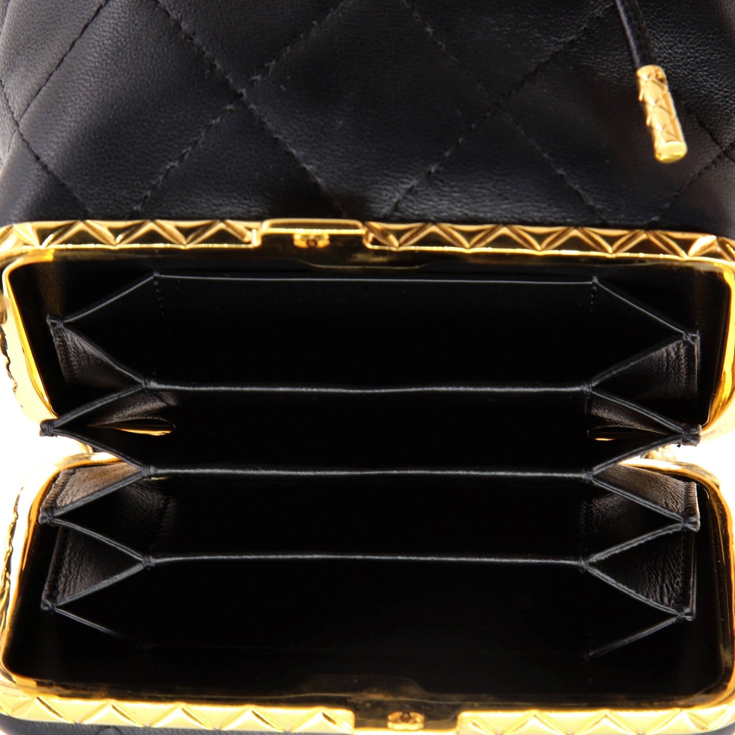 Lock Frame Bucket Bag with Chain Quilted Lambskin Small