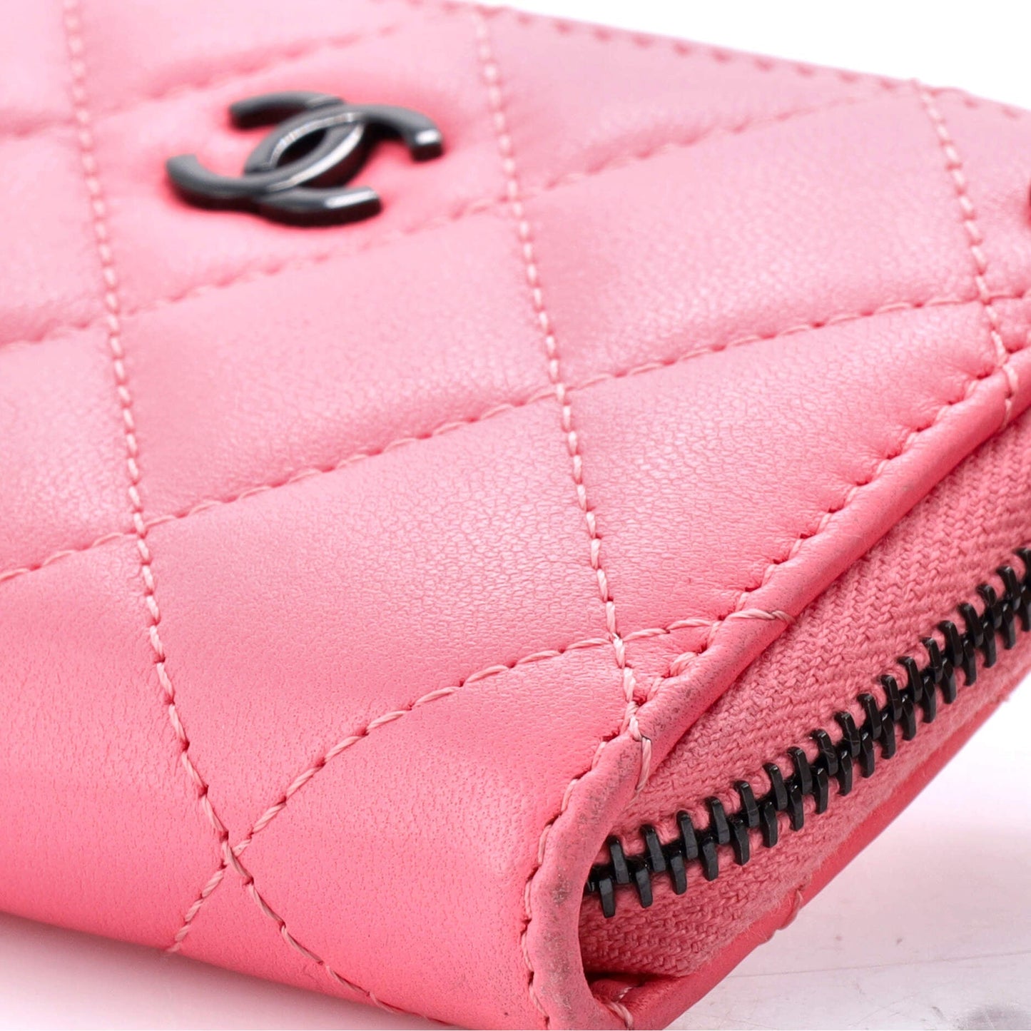 CC Zip Coin Purse Quilted Lambskin Small