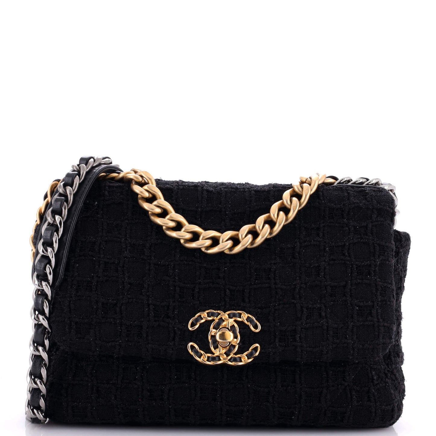 19 Flap Bag Quilted Tweed Medium