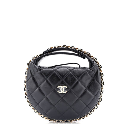 Chain Around Hobo Pouch Quilted Lambskin Mini