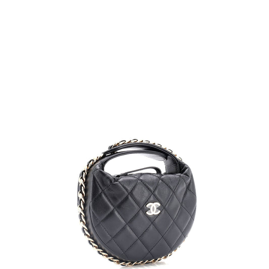 Chain Around Hobo Pouch Quilted Lambskin Mini