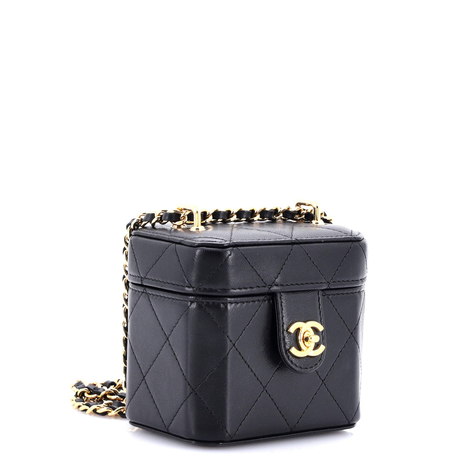 CC Turnlock Box Vanity Case with Chain Quilted Lambskin Mini