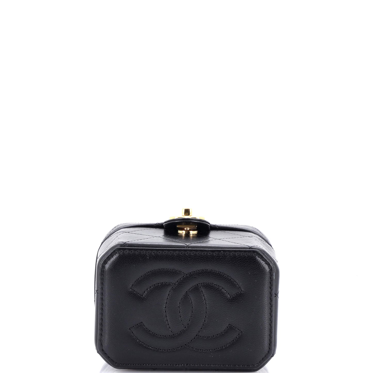 CC Turnlock Box Vanity Case with Chain Quilted Lambskin Mini