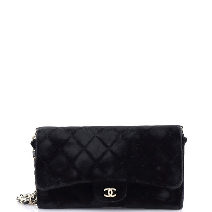 Wallet on Short Chain Quilted Velvet