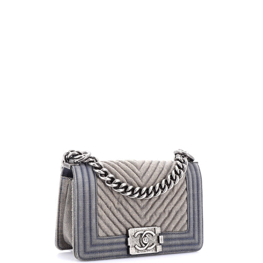 Boy Flap Bag Chevron Denim Small