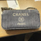 Deauville Double Zip Clutch with Chain Raffia