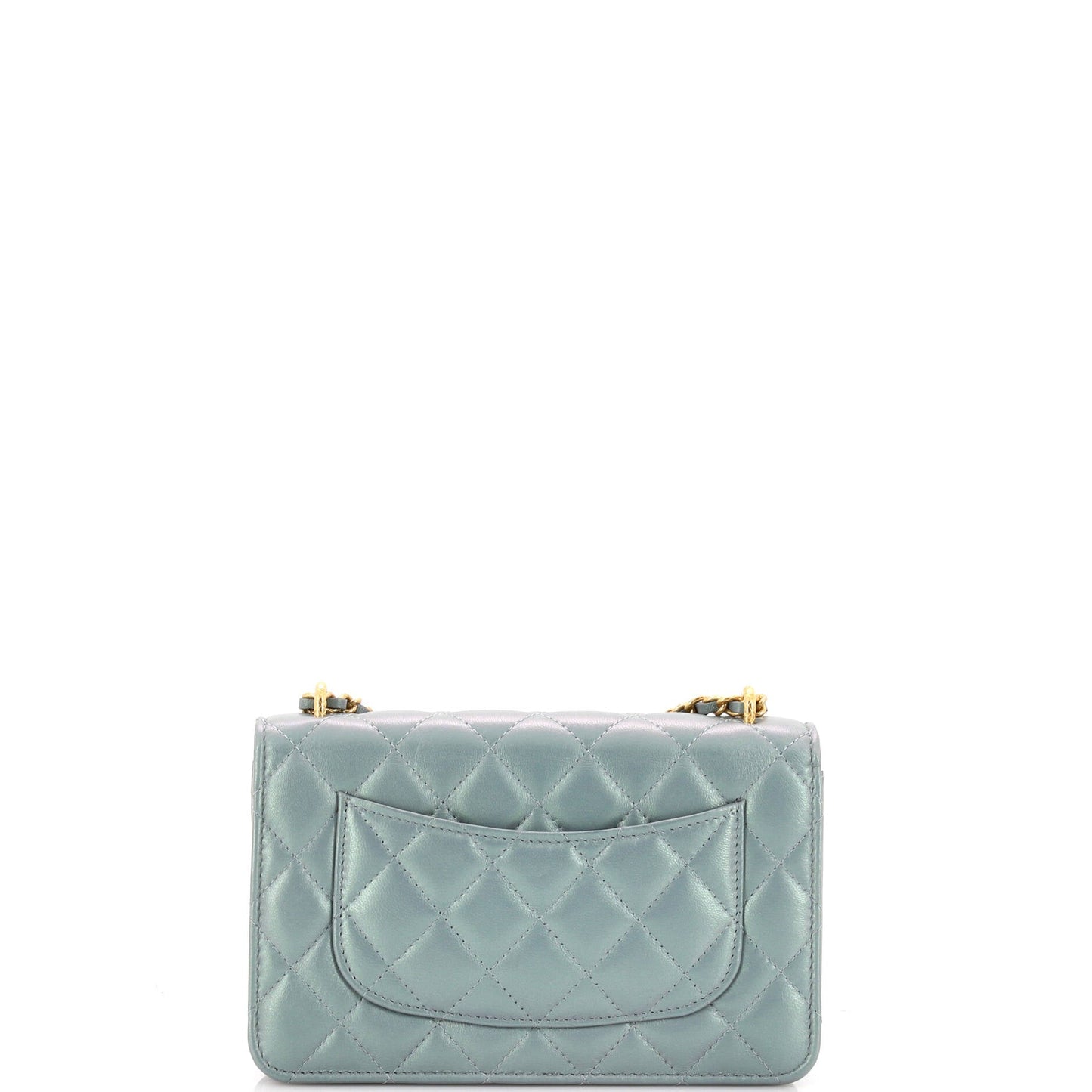 Quilted CC Wallet on Chain Quilted Metallic Lambskin