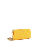 Double Zip Clutch with Chain Quilted Caviar