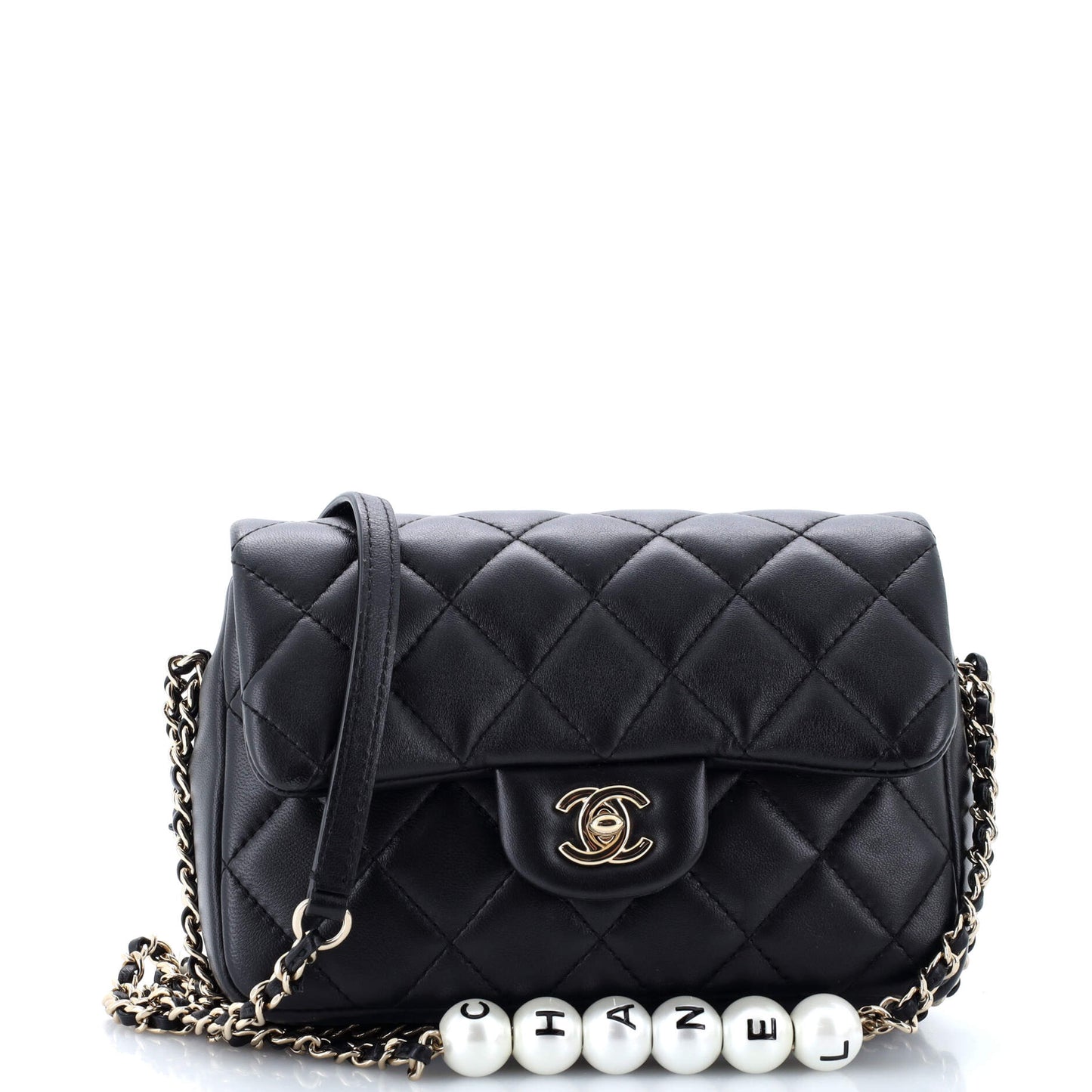 My Precious Pearls Chain Flap Bag Quilted Lambskin Medium