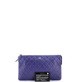 Classic Double Pocket Zip Pouch Quilted Lambskin Medium