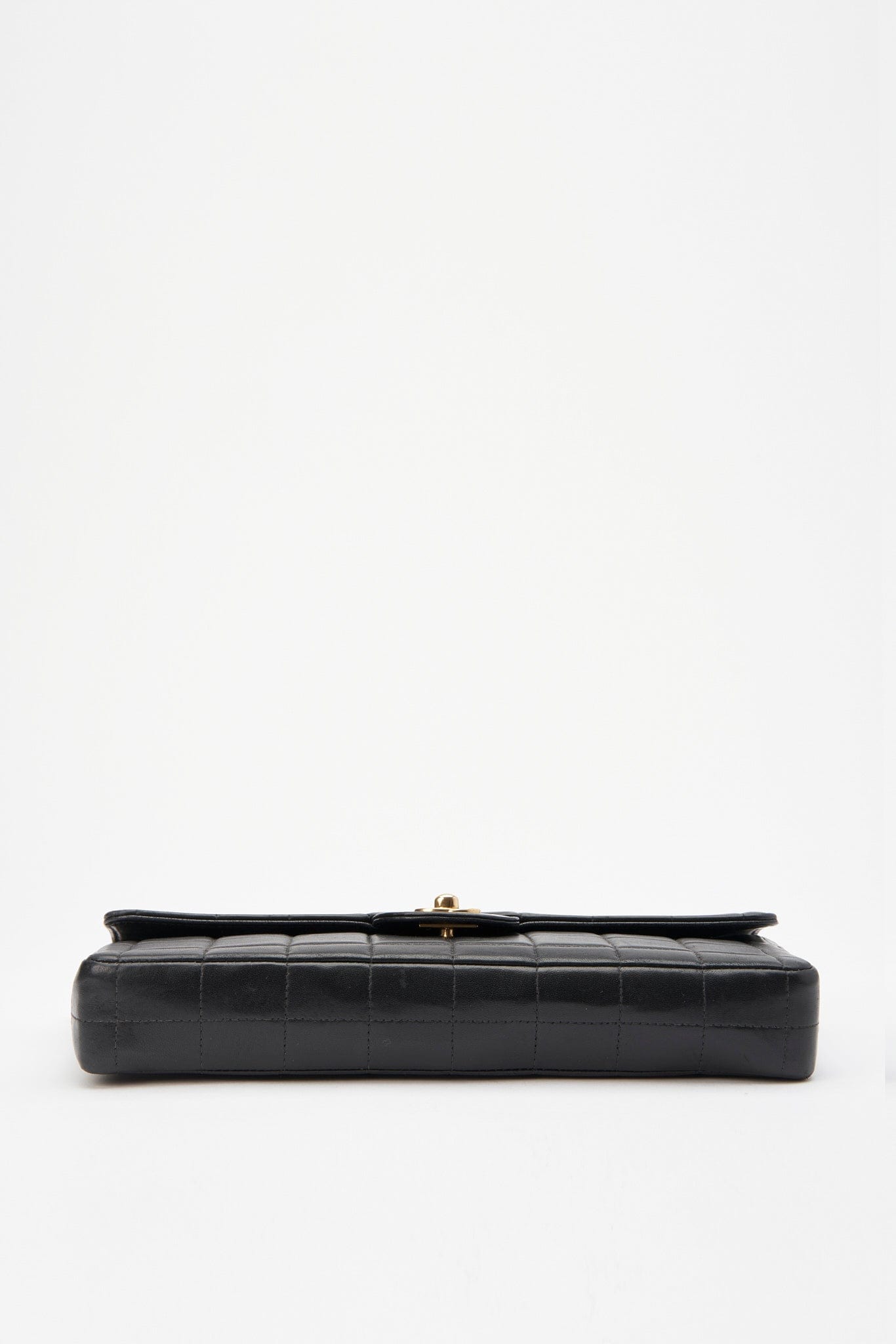 Chanel Black leather Chocolate Bar Flap Bag With 24K Gold Plated Hardware