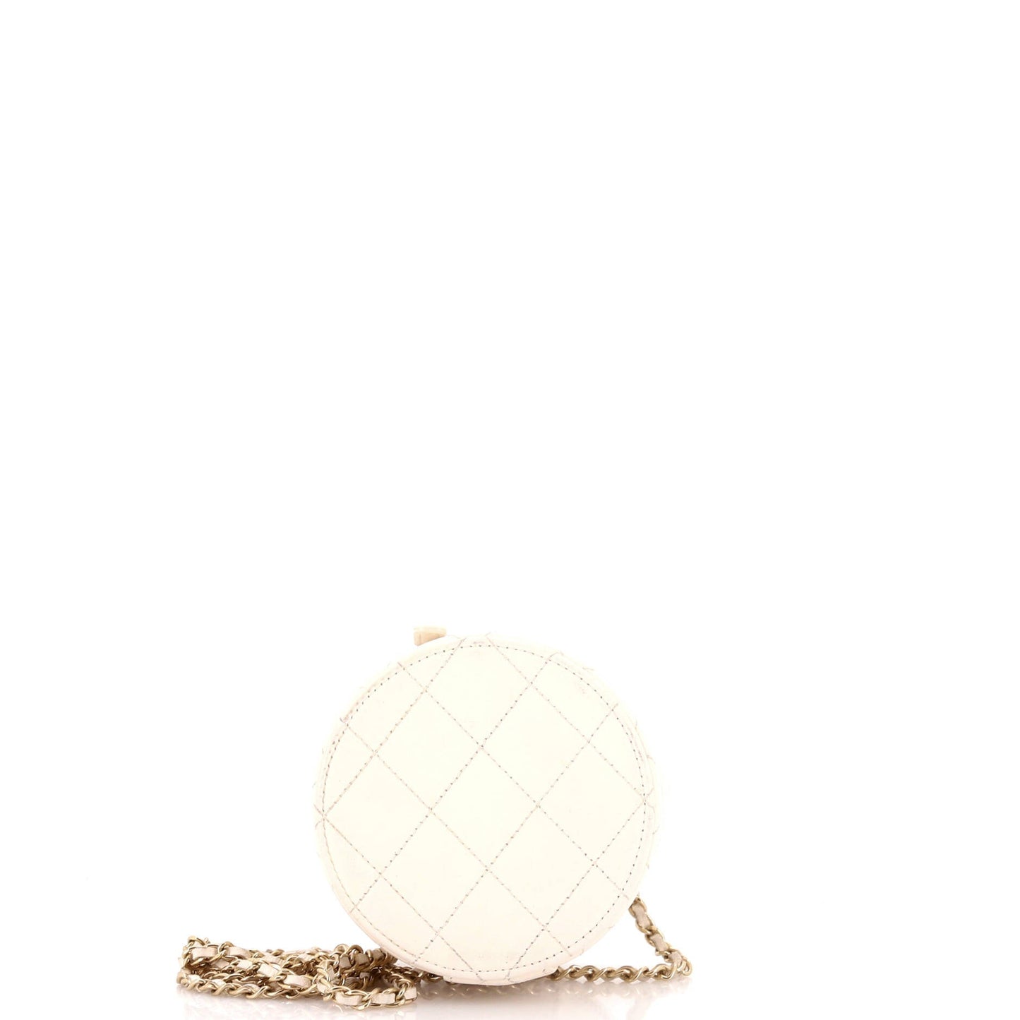 CC Round Vanity Case with Chain Quilted Lambskin Mini