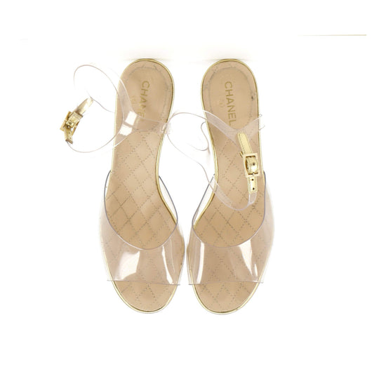 Women's Open Toe Ankle Strap Heeled Sandals PVC