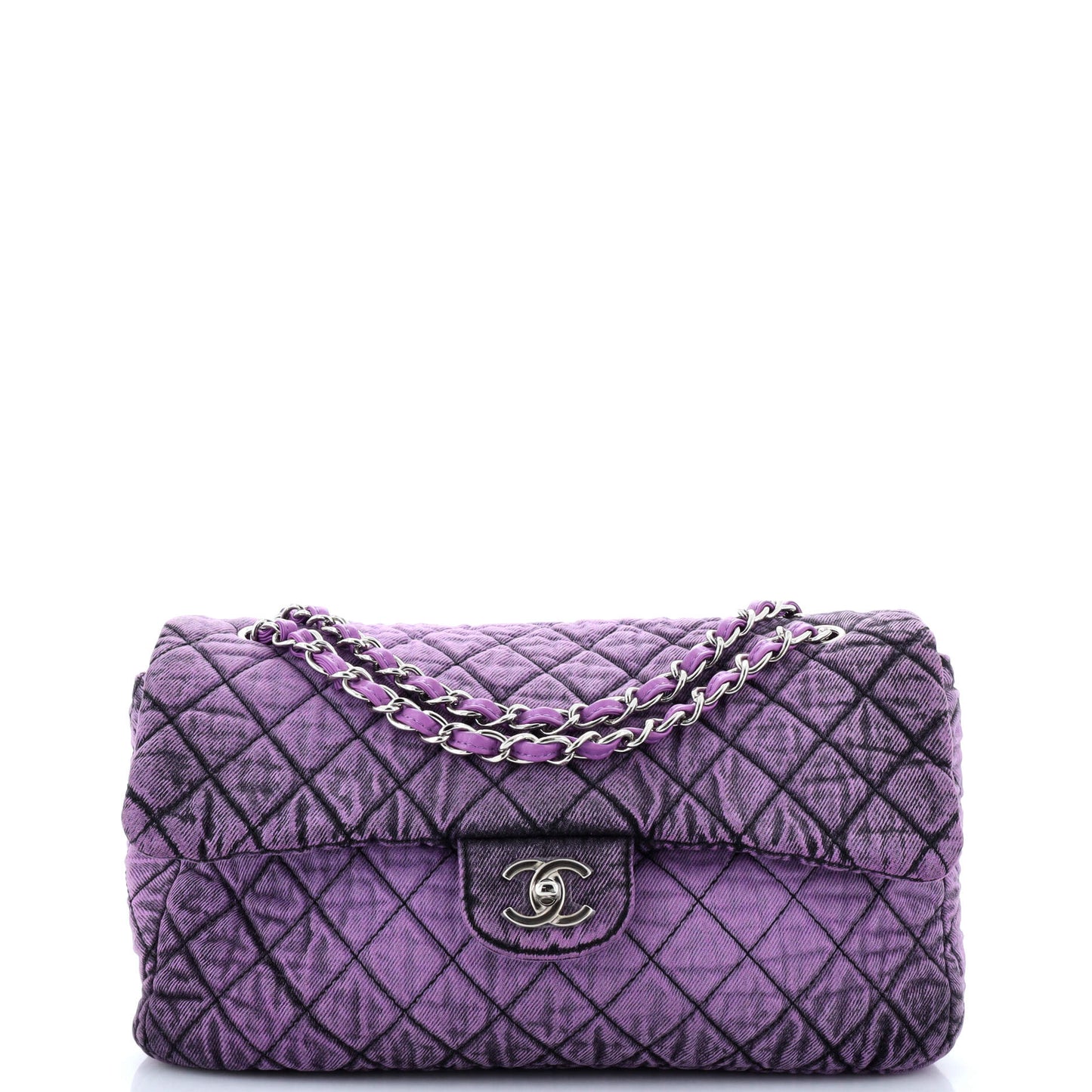 Denimpression Flap Bag Quilted Distressed Denim Medium