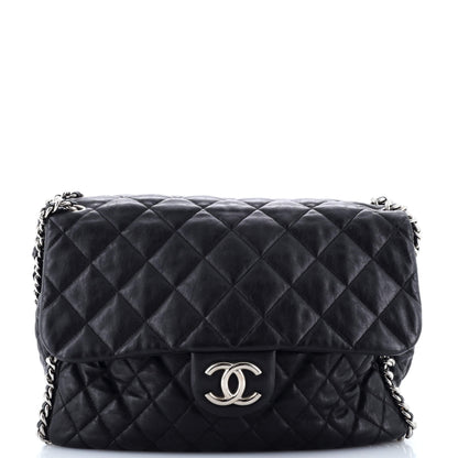 Chain Around Flap Bag Quilted Leather Maxi