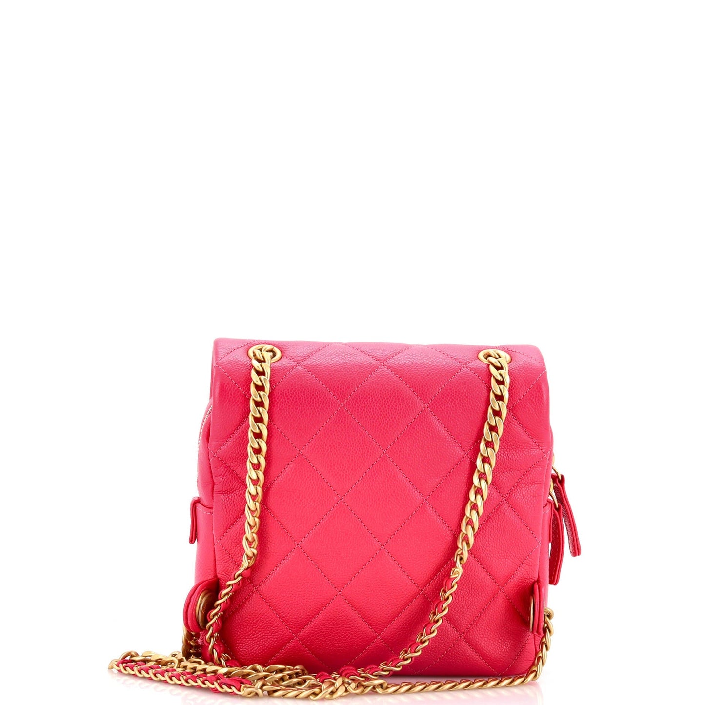 Chain Melody Flap Backpack Quilted Caviar Small