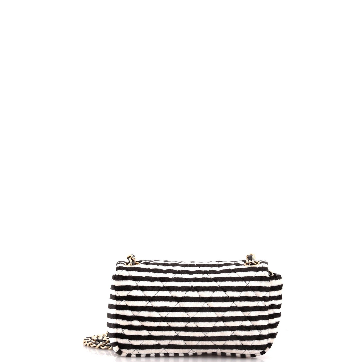 CC Chain Flap Bag Quilted Striped Velvet Extra Mini