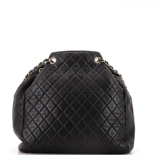 Drawstring CC Lock Bucket Bag Quilted Lambskin Medium