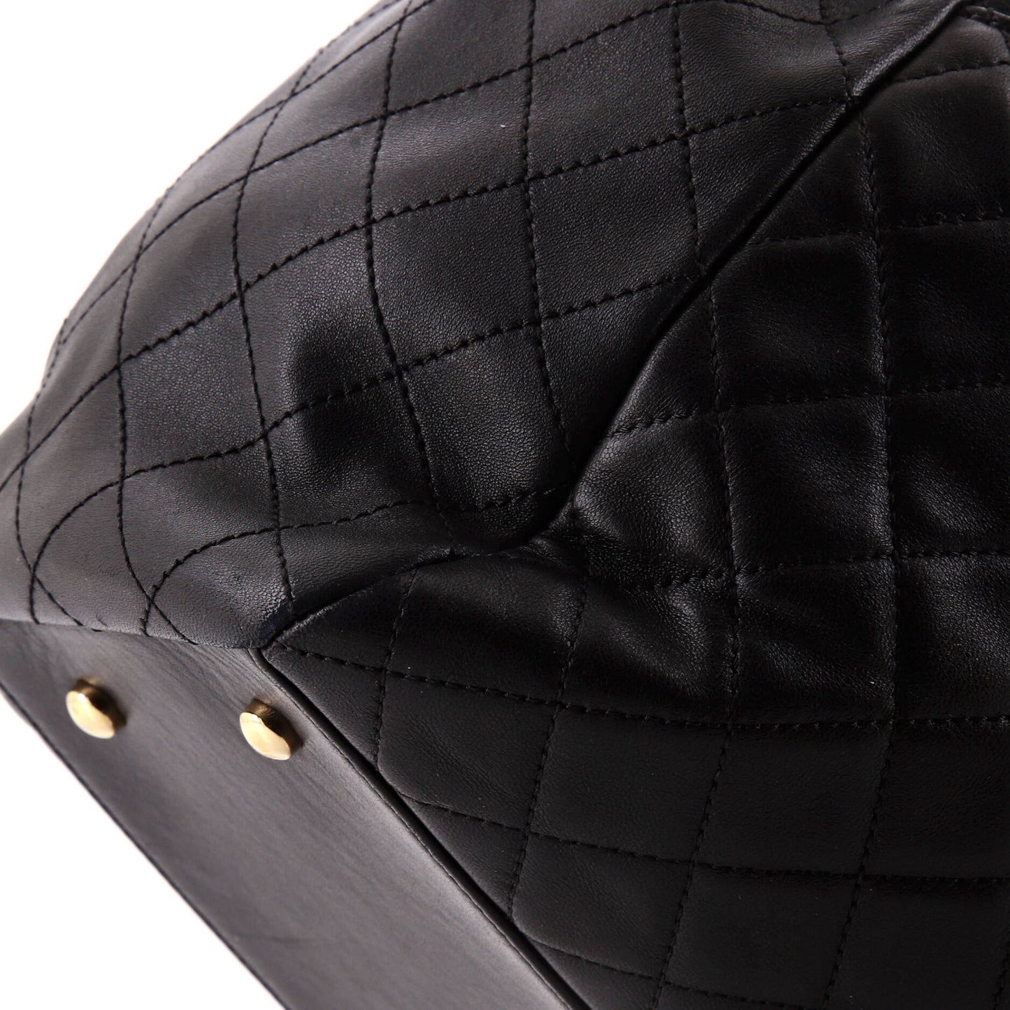 Drawstring CC Lock Bucket Bag Quilted Lambskin Medium