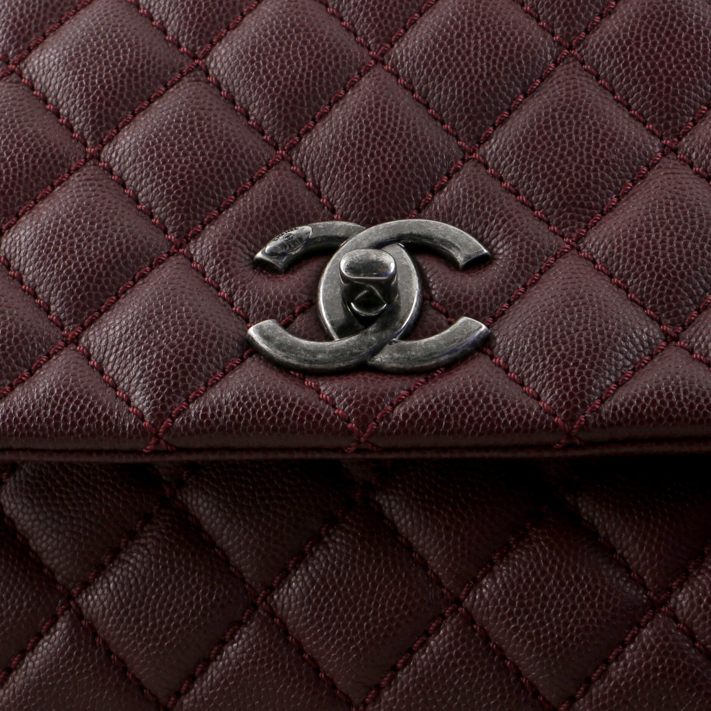 Coco Top Handle Bag Quilted Caviar Small