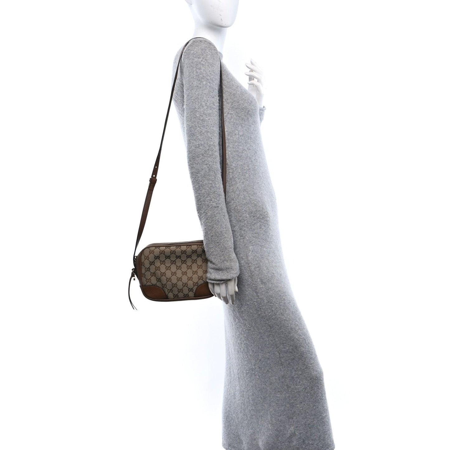Amelia Monogram Mini Bree Messenger Bag Beige Tabacco