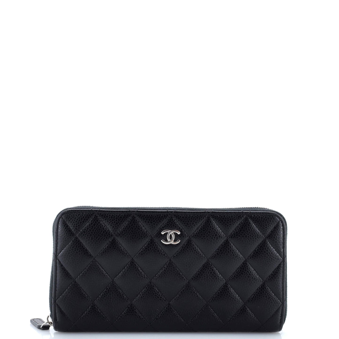 Zip Around Wallet Quilted Caviar Long