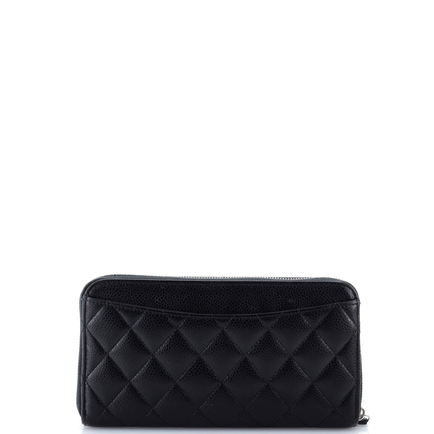 Zip Around Wallet Quilted Caviar Long