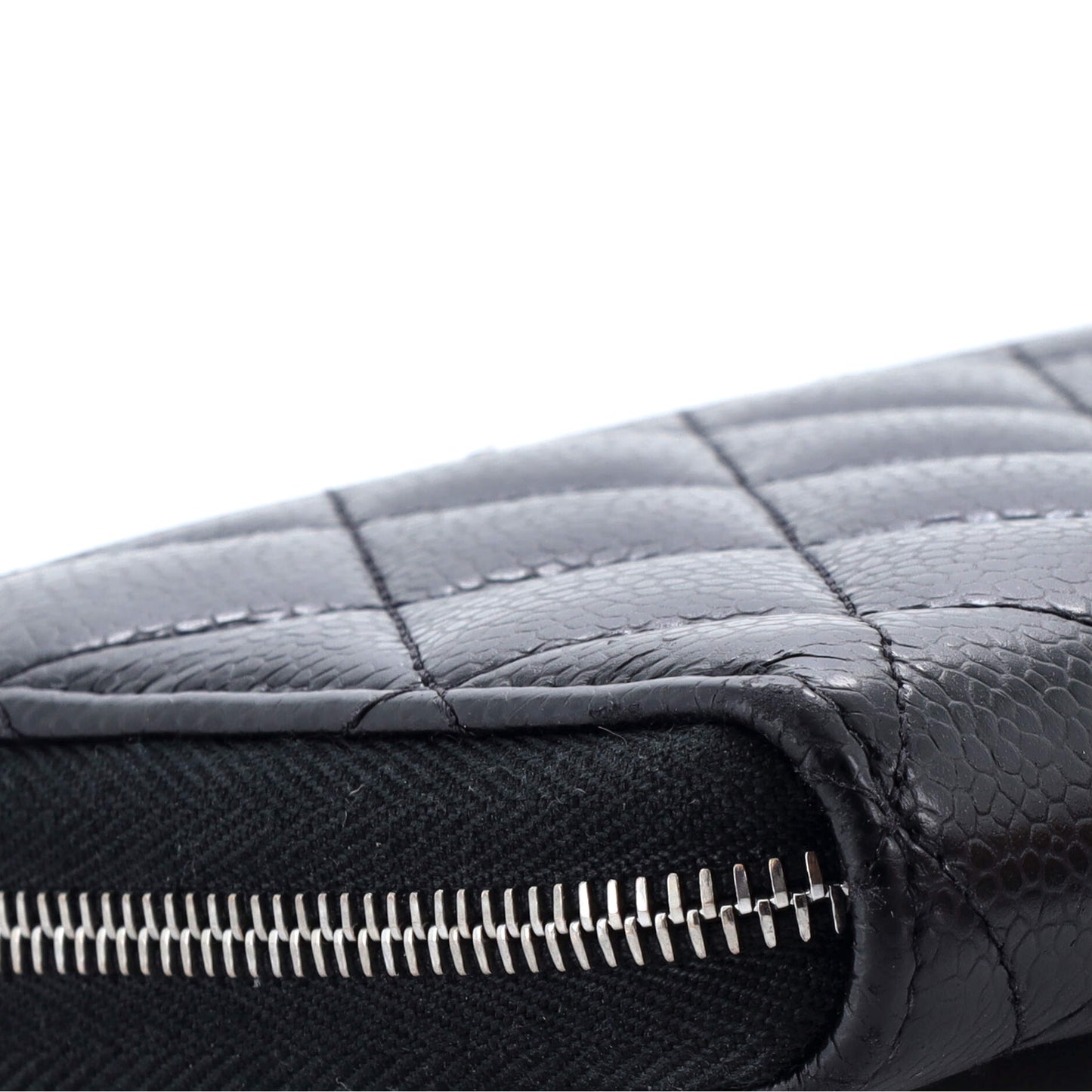 Zip Around Wallet Quilted Caviar Long