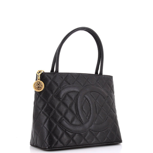 Medallion Tote Quilted Caviar
