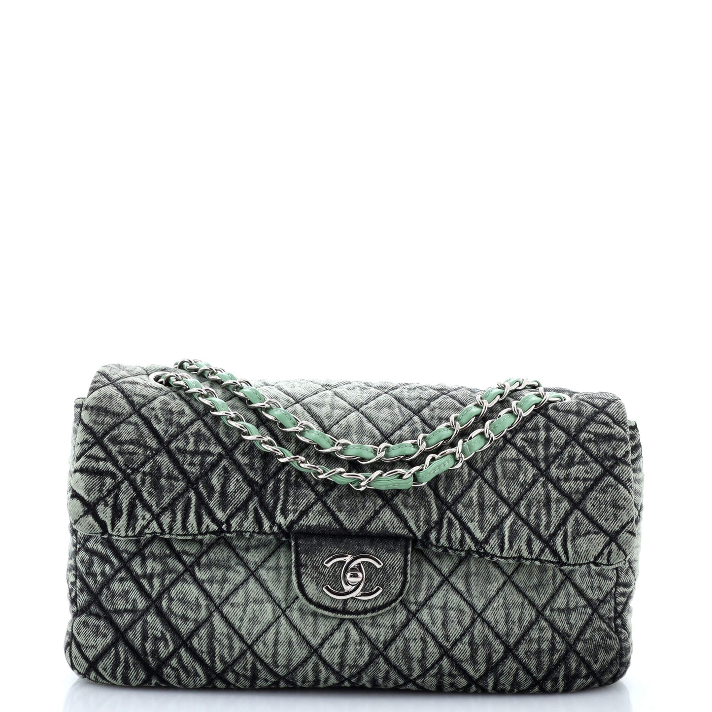 Denimpression Flap Bag Quilted Distressed Denim Medium