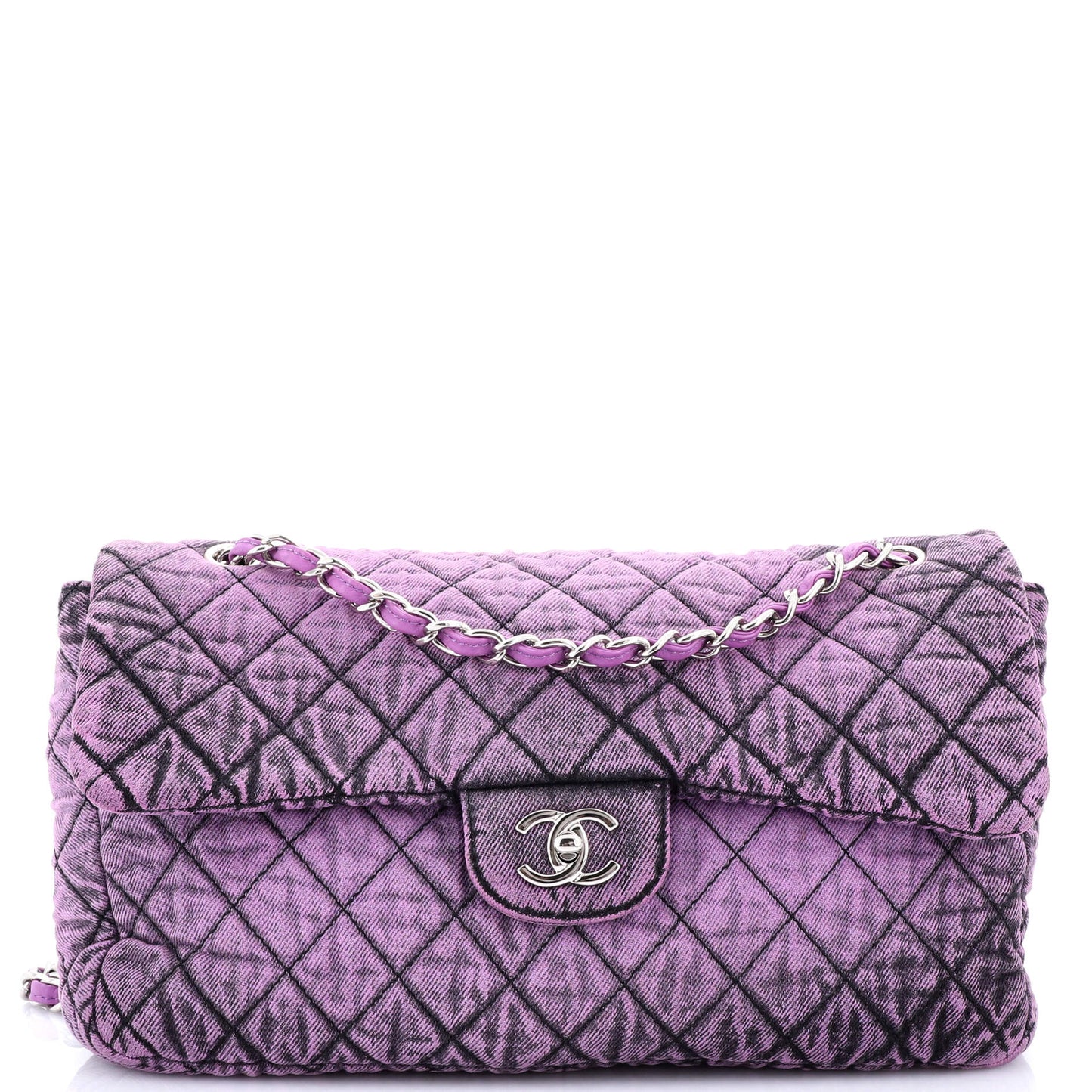 Denimpression Flap Bag Quilted Distressed Denim Medium