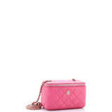 Classic Vanity Case with Chain Quilted Caviar Small