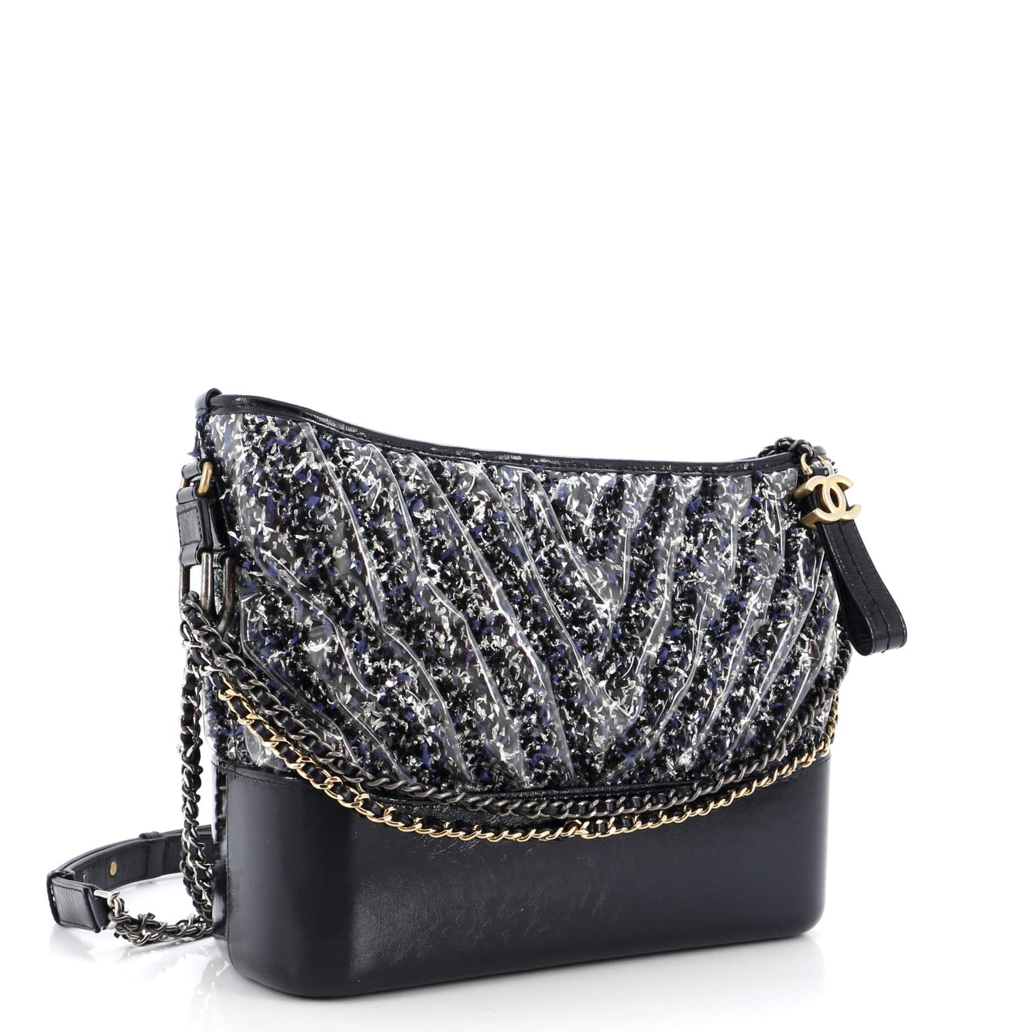 Gabrielle Hobo Chevron PVC Over Tweed Medium