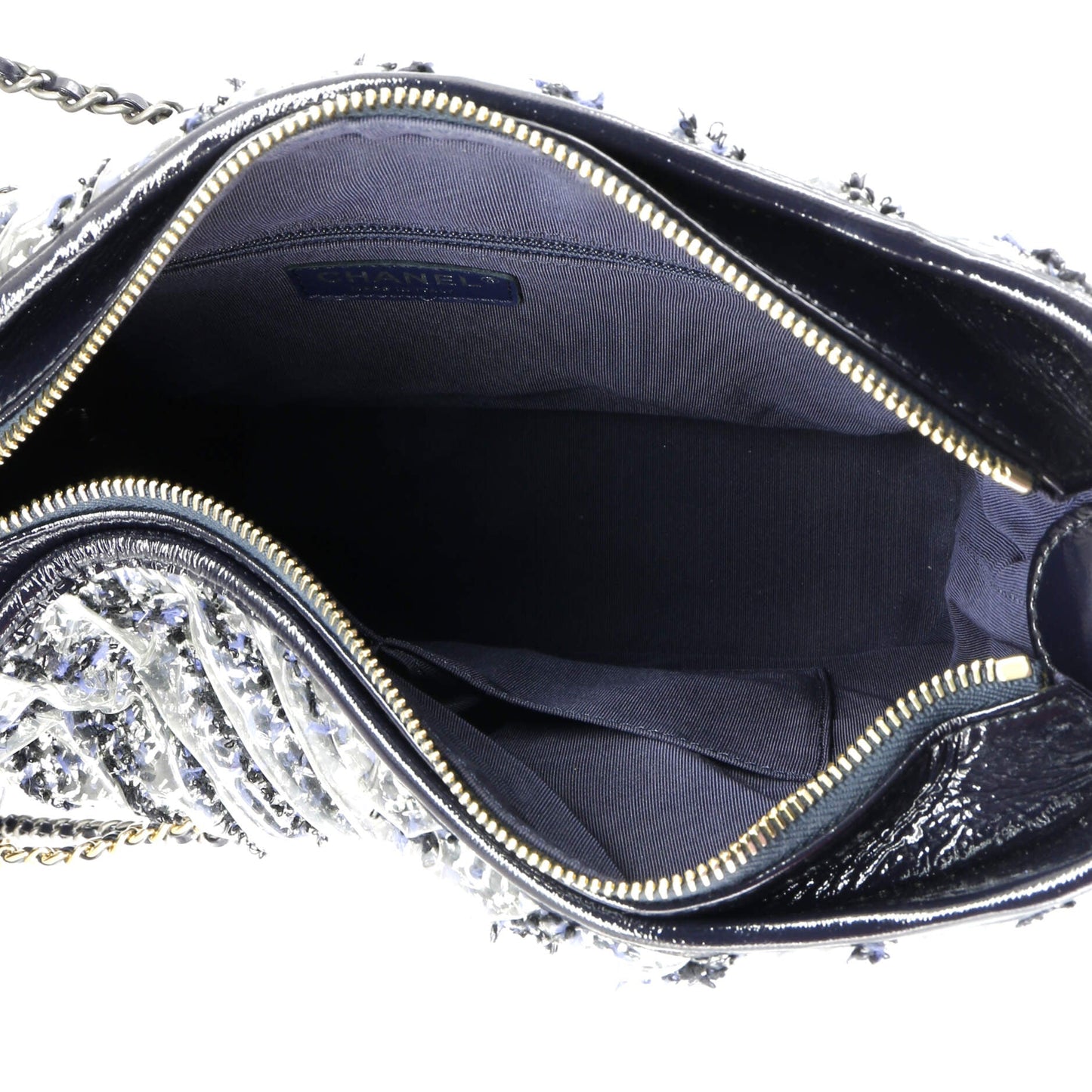 Gabrielle Hobo Chevron PVC Over Tweed Medium