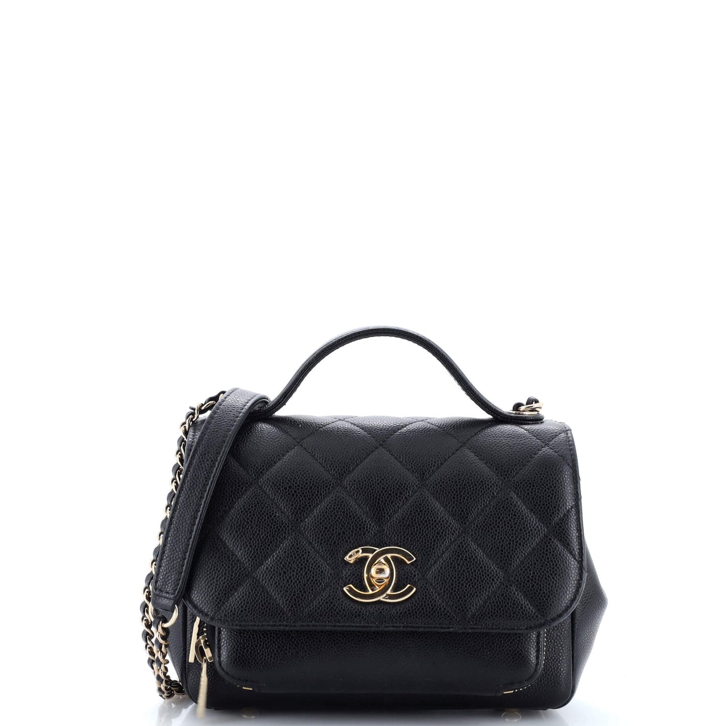Business Affinity Flap Bag Quilted Caviar Small